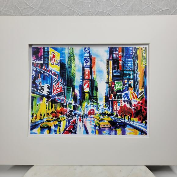 VTG Signed Jiu New York City Times Square Street Art Print Poster Wall Decor - Picture 9 of 15